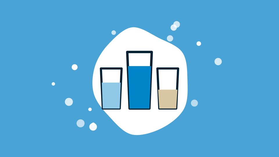 Illustration of several milk glasses of different sizes