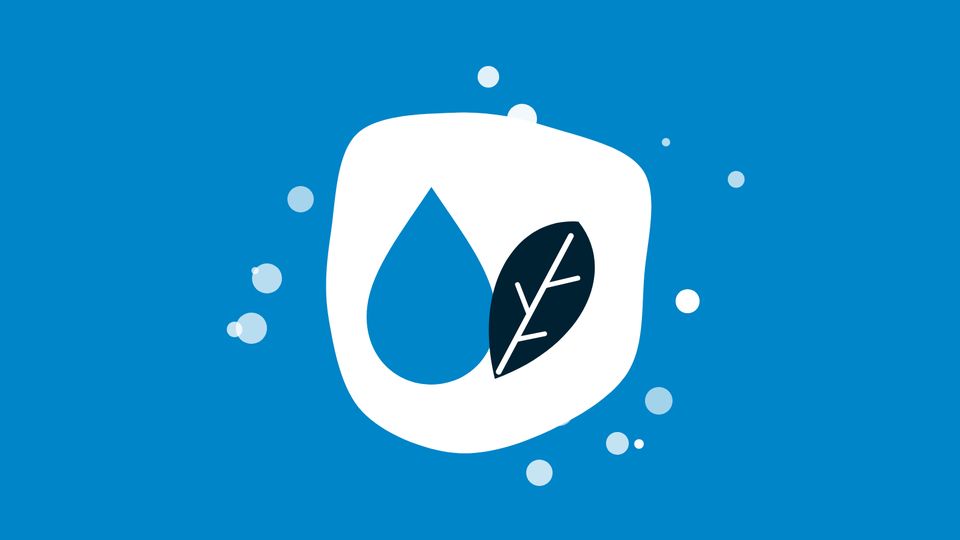 Illustration of a milk drop beside a leaf